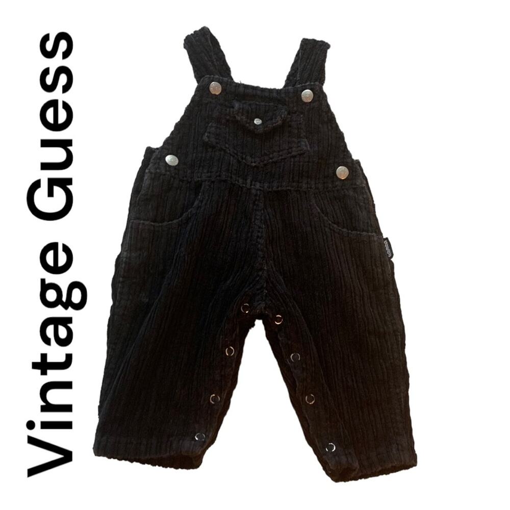 Vintage Guess black corduroy overalls size 6 months baby boy cool 90s